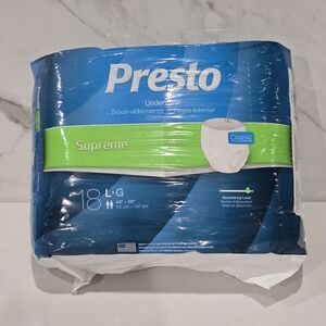 Presto | Diapers LARGE Supreme 18 count NEW